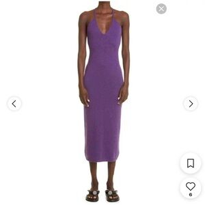 NWT Khaite Georgia purple cashmere dress